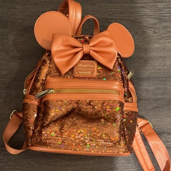 Loungefly Handbags - Loungefly Disney Orange Sequin Backpack